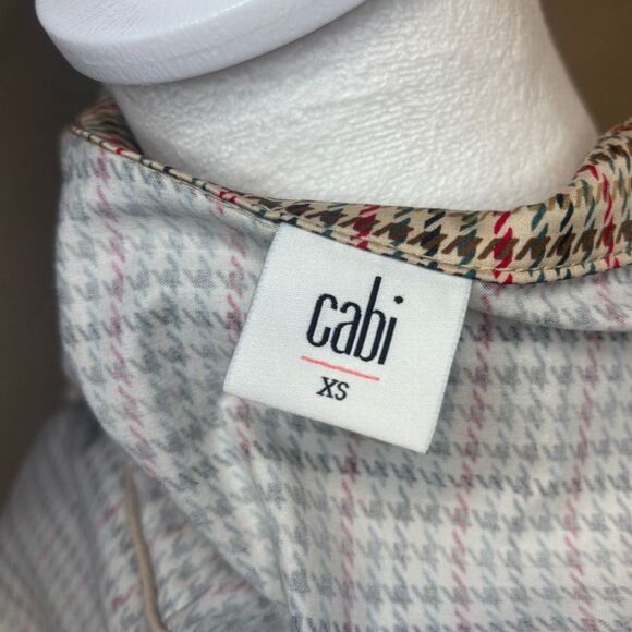 Cabi Sherlock Multicolor Houndstooth Plaid Trench Pea Coat Womens Designer - Picture 9 of 9